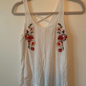 White tank with floral details
